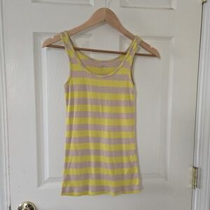 LOFT Yellow White or Taupe Striped Ribbed Tank Top Size S